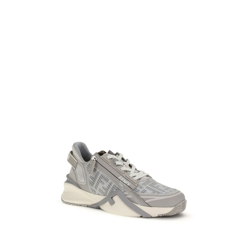 Gray polyester athletic sneakers-null