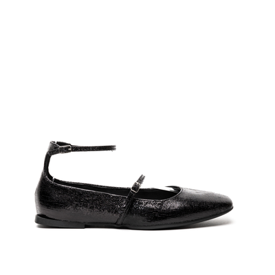 Zatz black patent  ballerinas with double straps, Black, medium