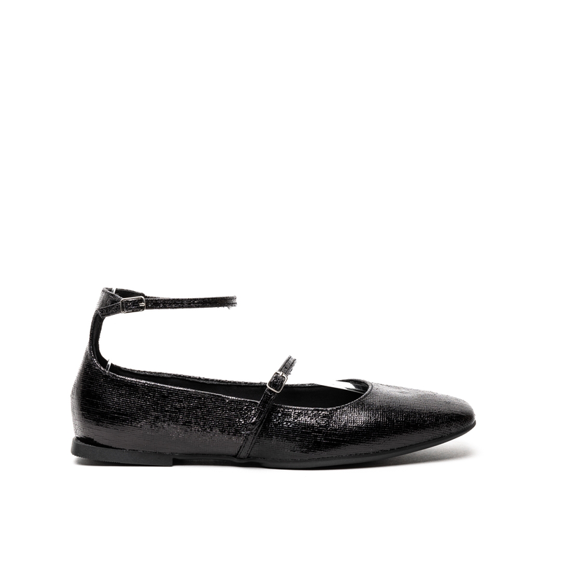 Zatz black patent  ballerinas with double straps image number null