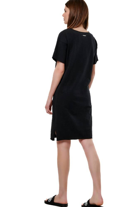 Women's slub v-neck dress-null