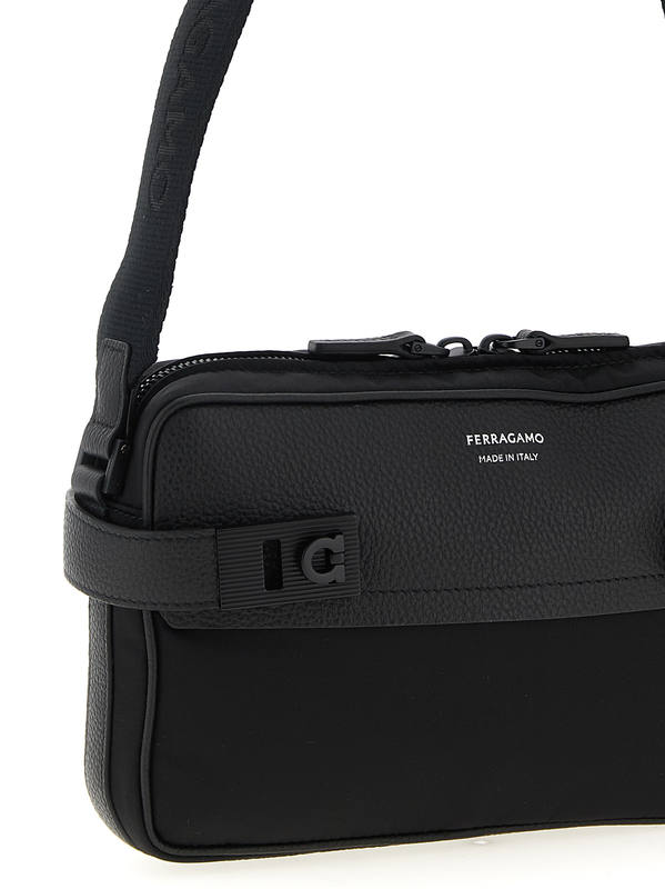 Black fabric crossbody bag-null