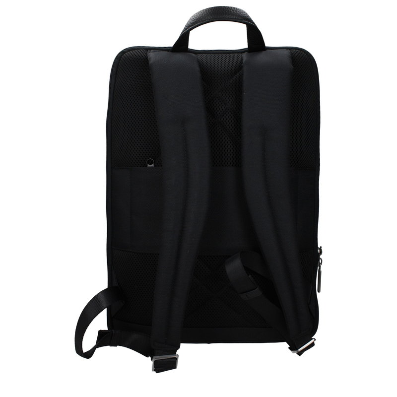 Black fabric backpack-null