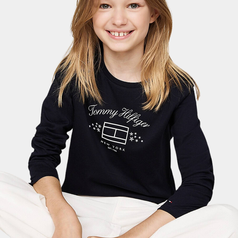 Girls stars flag print longsleeve tee-null