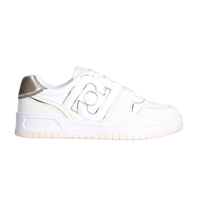 Leather basketball sneakers with maxi logo
