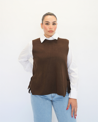 Knit top 8185, Brown, medium