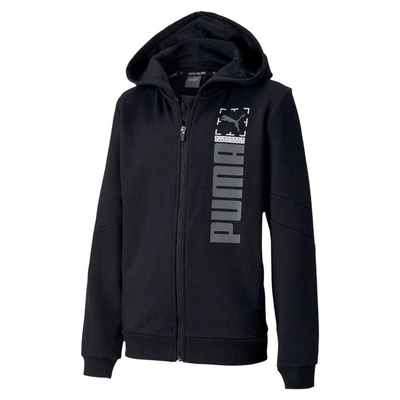 Active sport full zip youth hoodie, Black, medium