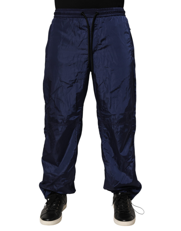 Blue nylon straight jogger sweatpants pants-null