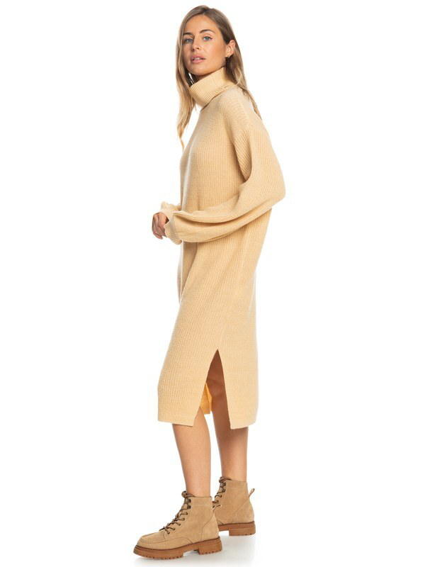 Roxy women silver tones - long sleeved knit dress  (erjkd034-null