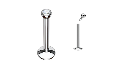 Surgical steel labret internally threaded small silver, , medium