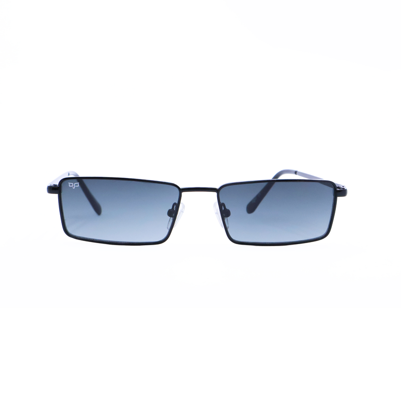 OJO sunglasses everyday oval black frame and temples with green lenses rx-null