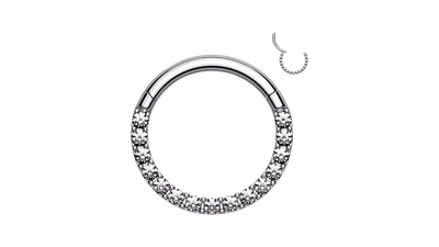 Surgical steel zircon stones piercing clicker silver, , medium