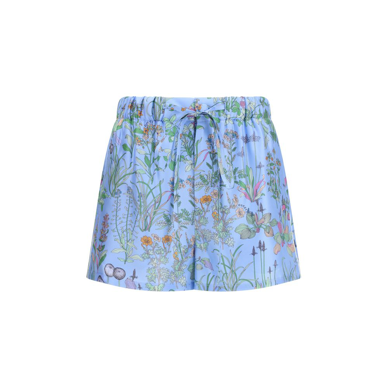 Blue silk bermuda shorts-null