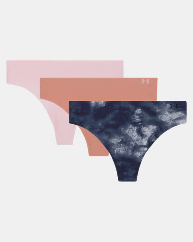 Ua pure stretch printed women's 3-pack no show thong image number null