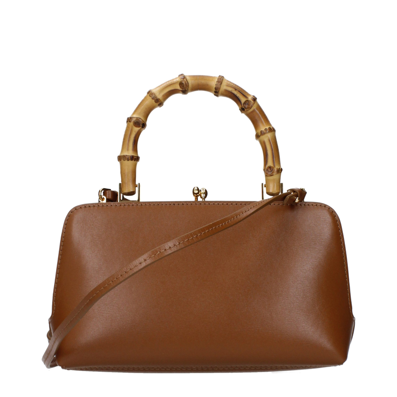 Brown leather handbag-null