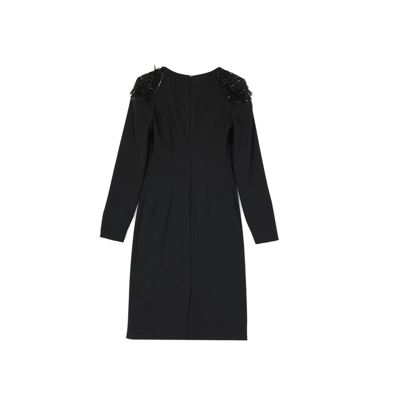 Black elastane casual dress-null