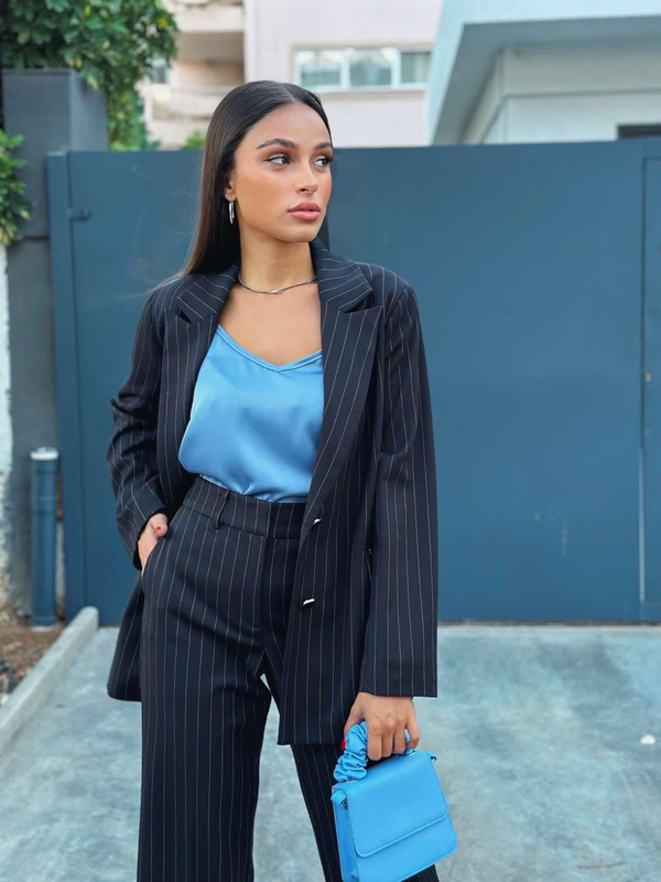 Donna martha striped trouser - black-null