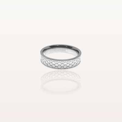Stainless steel ring with pattern - high quality stainless steel & gold plated, Silver, medium