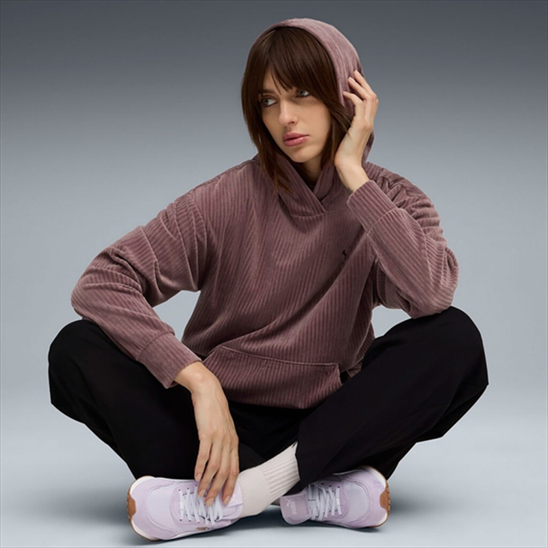Puma women essentials elevated comfort velour rib hoodie-null