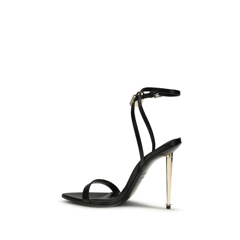 Black goatskin stiletto heel sandals-null