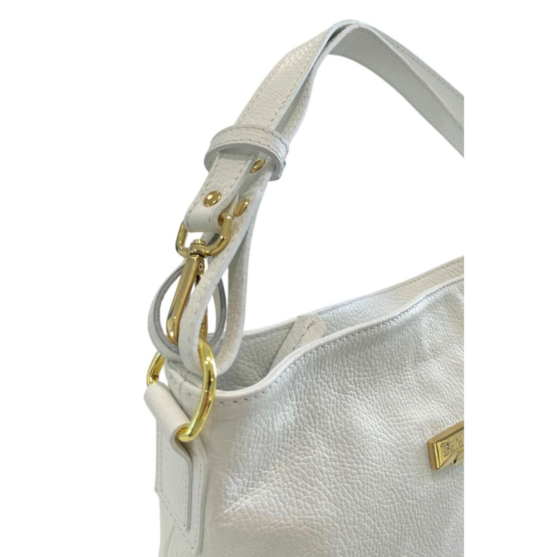 White cowhide clutch bag-null