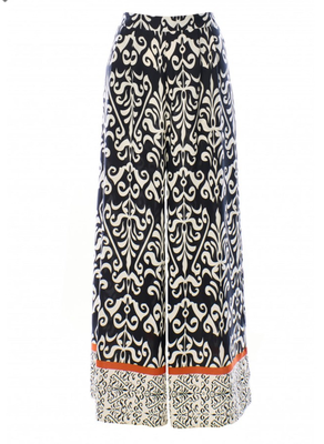 Anon wide leg trousers a145sp059 arabesque, Black/white, medium