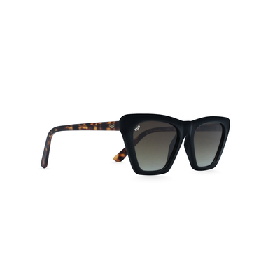 OJO sunglasses classic cat eye black frame and shell brown temples with brown polarised lenses rx, , medium