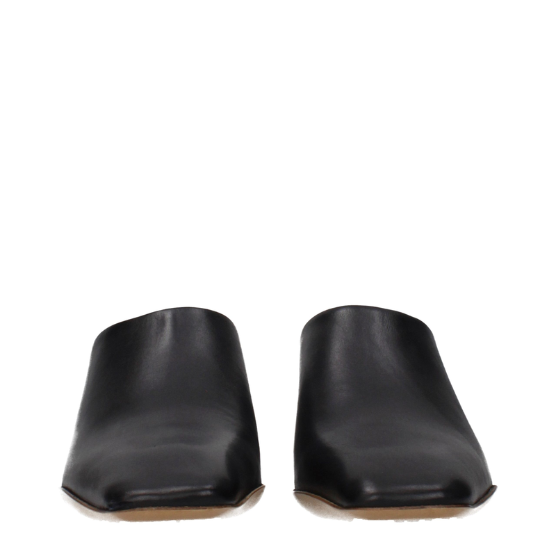 Black leather slippers-null