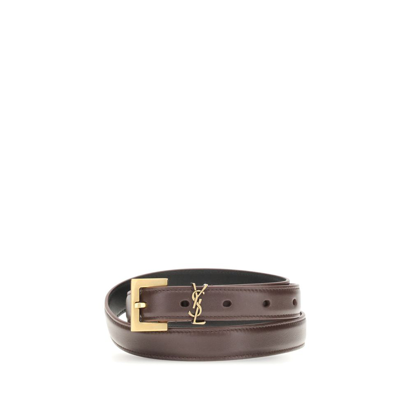 Brown calf leather bos taurus thin belt-null