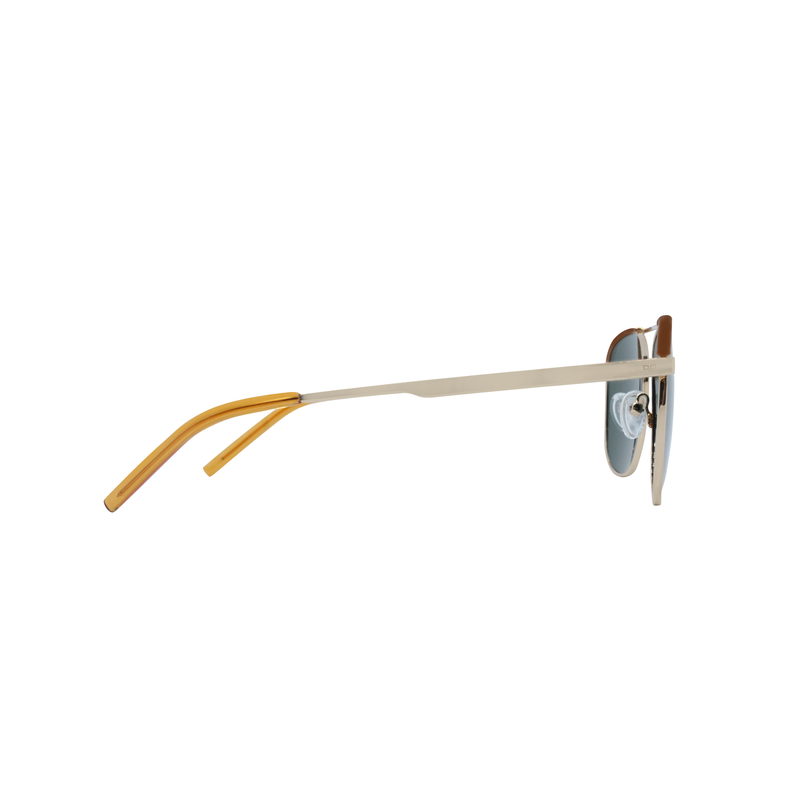 OJO sunglasses square gold frame and temples with green polarised lenses rx-null