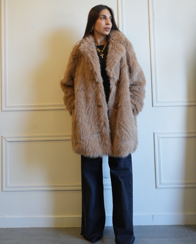 Faux fur midi with buttons 5509-null