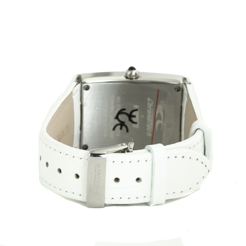 White leather dress watch-null