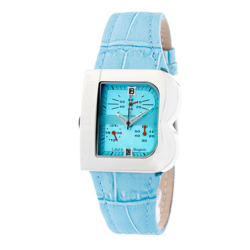 Blue leather dress watch-null