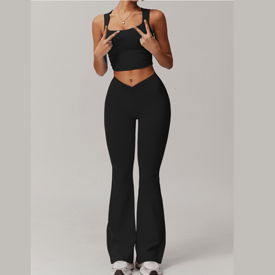 Amor flared legging set, Black/black, medium
