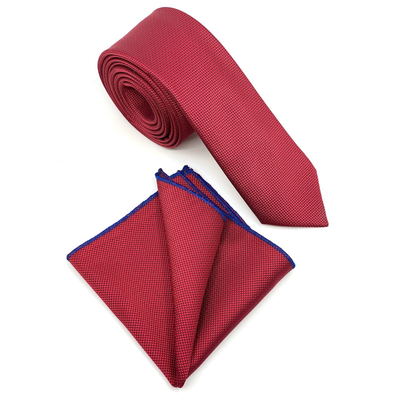 Textured wide tie with handkerchief