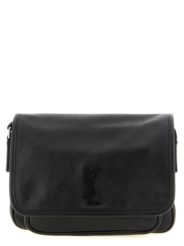 Black calfskin crossbody bag-null