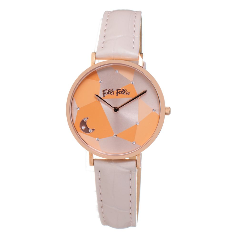 Beige leather dress watch-null