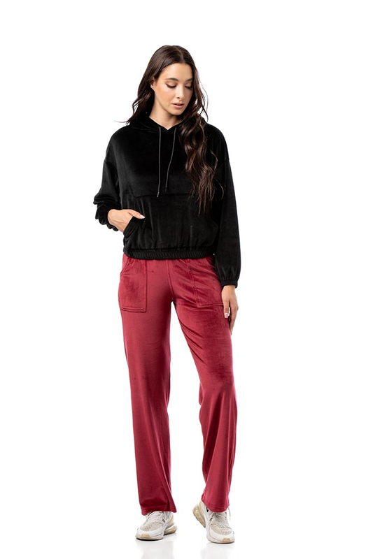 Product image: Elastic velvet blouse with hood #1421-null