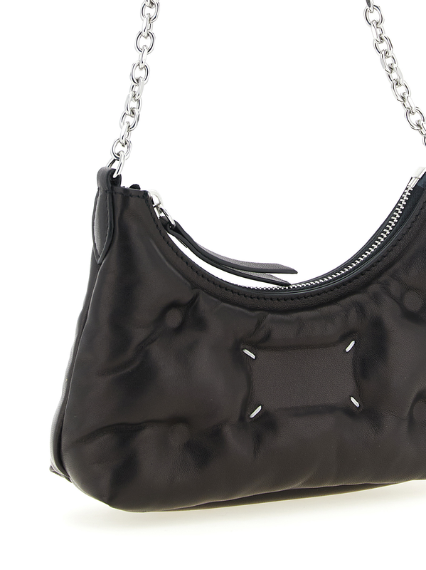 Black lamb leather crossbody bag-null