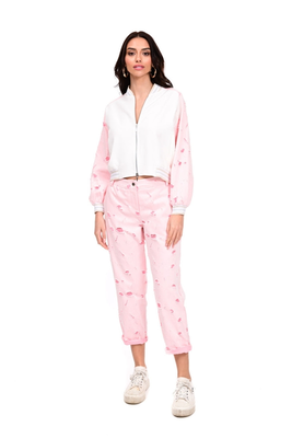 Jeans with small tears, Pink, medium
