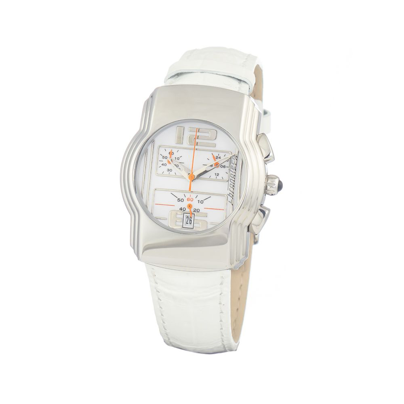 White leather dress watch-null