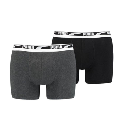 Mens multi logo boxer 2-pack, Black / Grey / White, medium