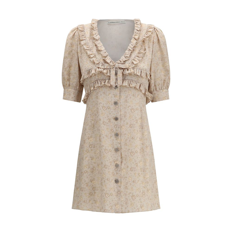 Beige silk casual dress-null