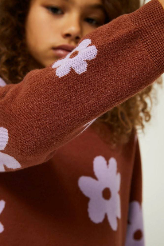 Compania fantastica girls knit sweater with flower print-null