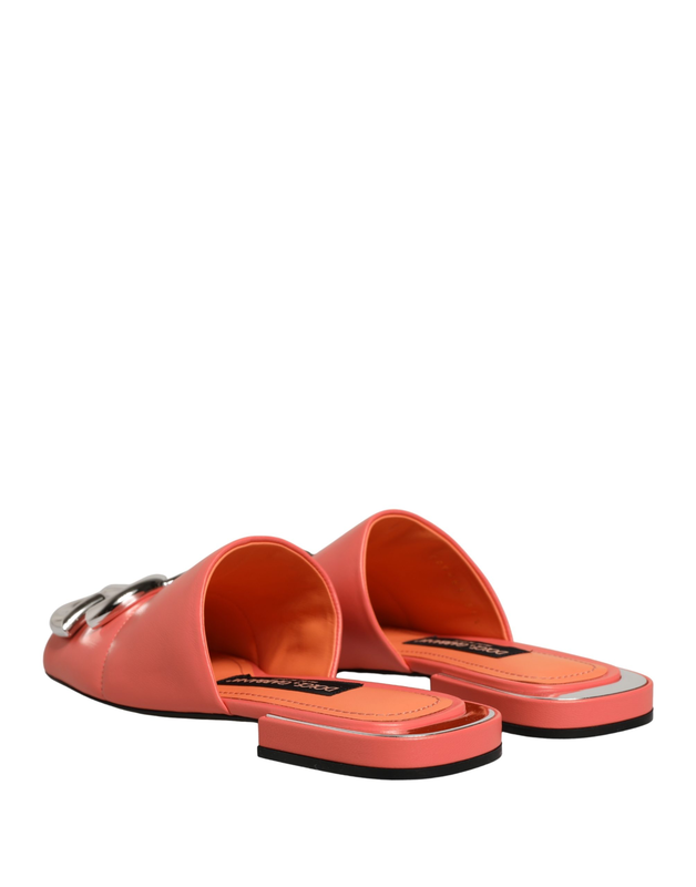 Orange dg logo leather flats sandals shoes-null