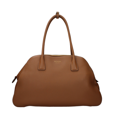Brown leather shoulder bag, Brown, medium