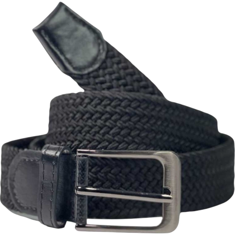Mens knitted elastic black belt #hw036-null