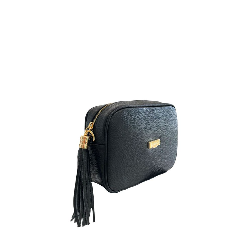 Black cowhide leather women crossbody-null