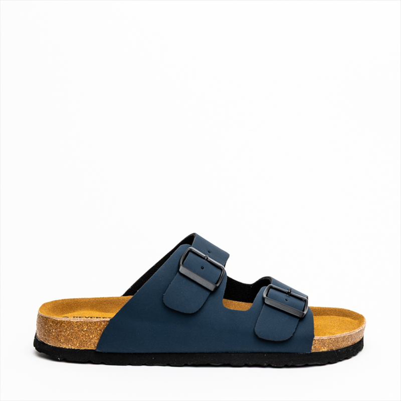 Reverse slider sandal with buckle detail on straps breathable comfort footbed with shock absorber-null