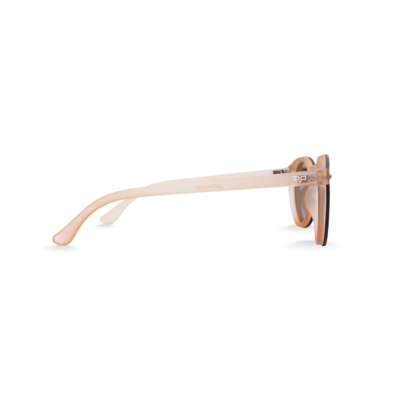 OJO sunglasses trend round matte transparent light brown frame and temples with brown lenses-null