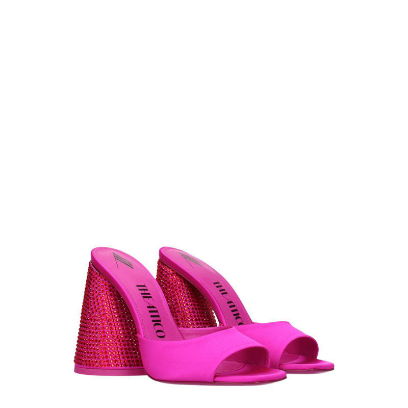 Pink satin platform sandals-null